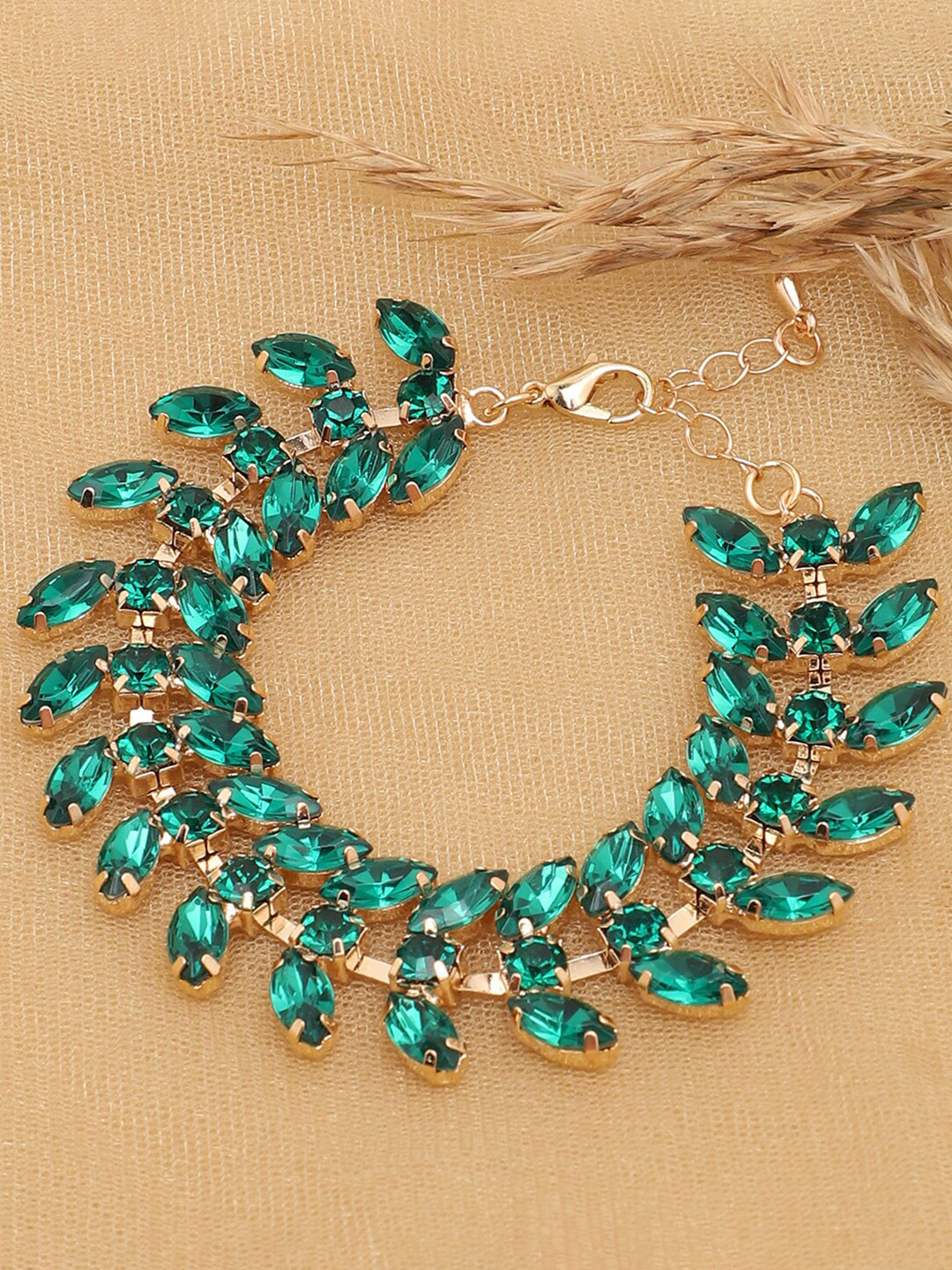 

SOHI Women Green & Gold-Plated Wraparound Bracelet