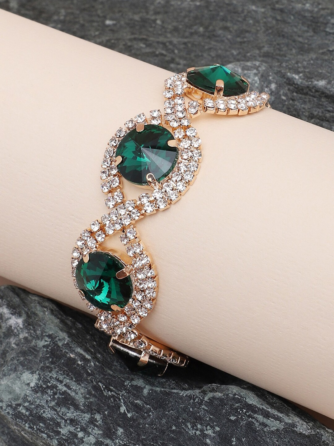 

SOHI Women Gold-Toned & Green Gold-Plated Wraparound Bracelet