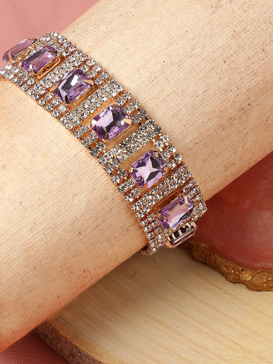 

SOHI Women Gold Plated & Purple Wraparound Bracelet