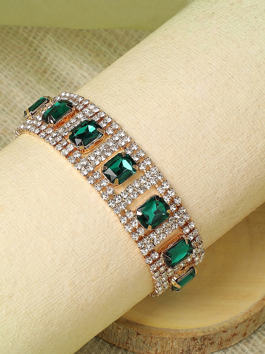 

SOHI Women White & Green Gold-Plated Wraparound Bracelet