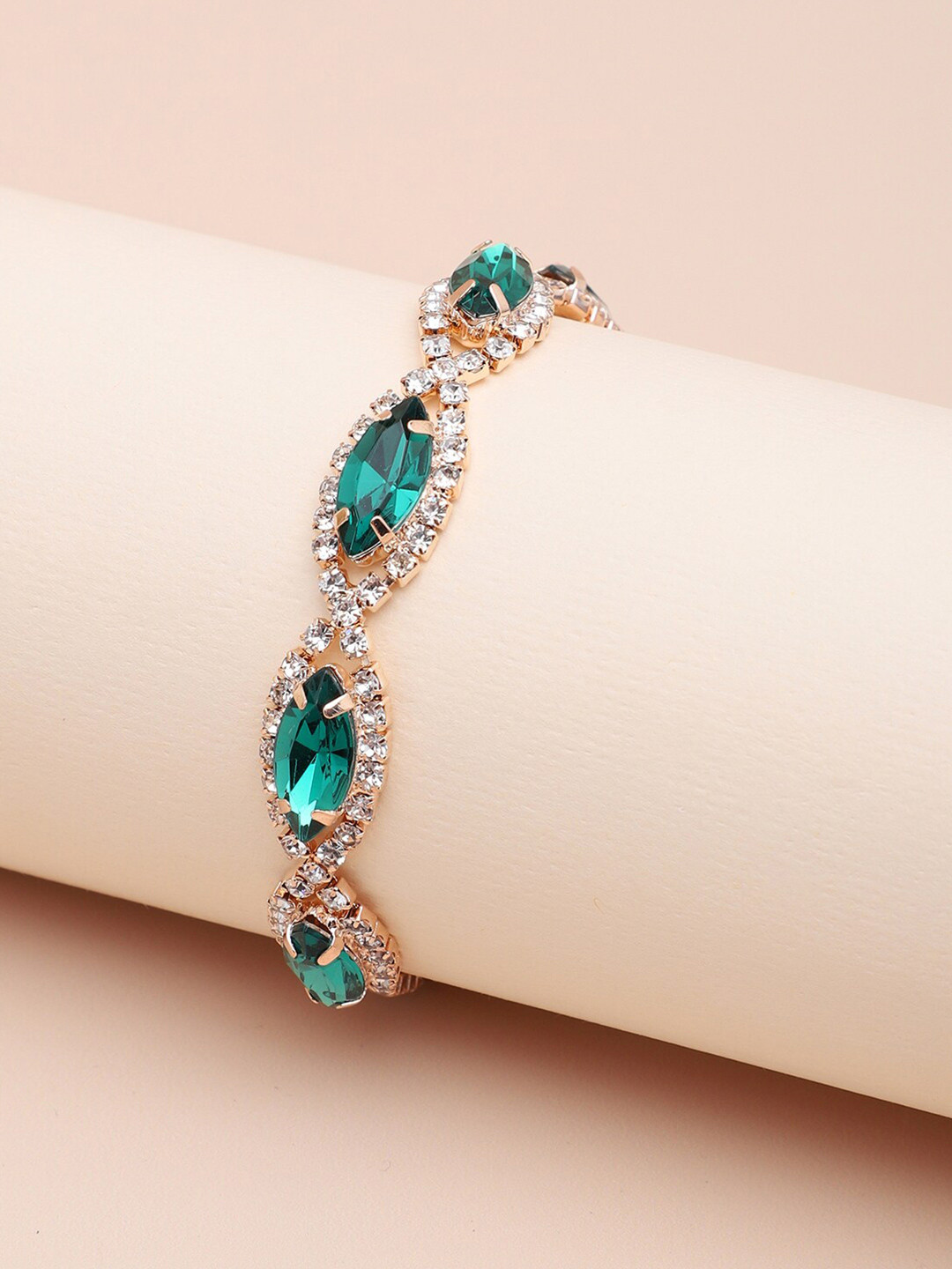 

SOHI Women Gold-Toned & Green Gold-Plated Wraparound Bracelet