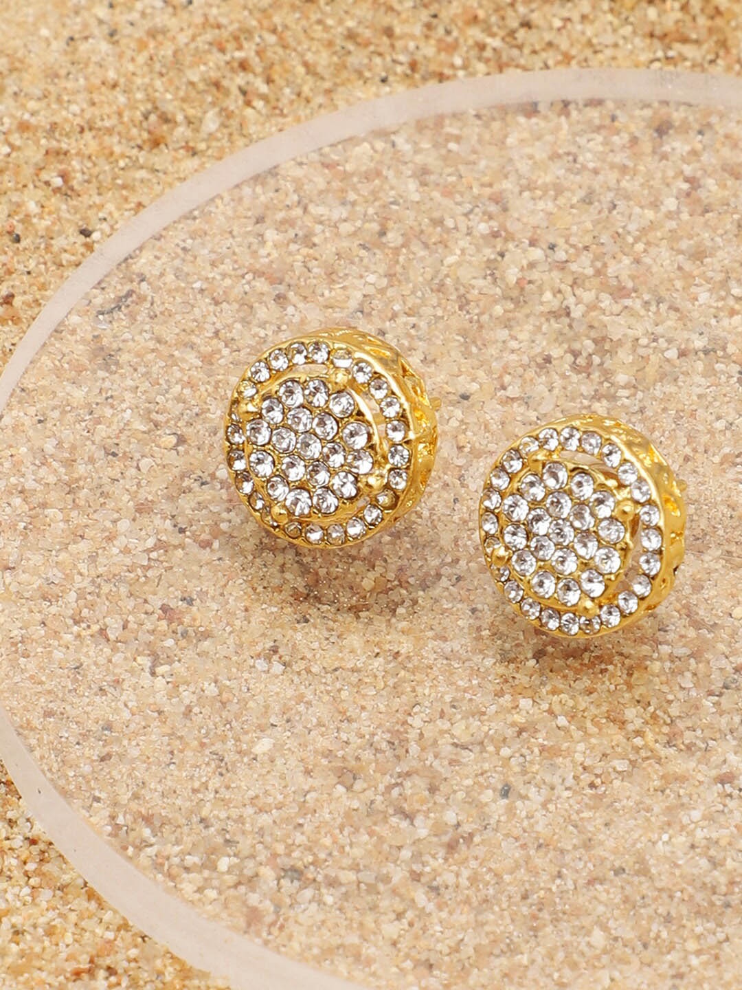 

SOHI Women Silver-Toned Gold Plated Contemporary Studs Earrings