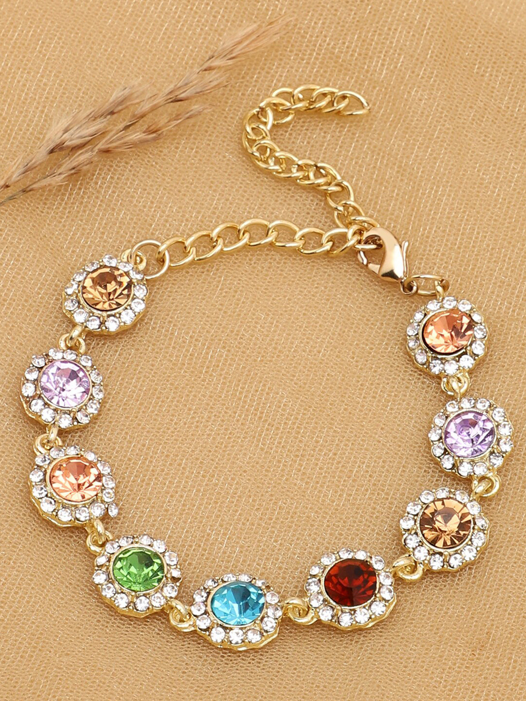 

SOHI Women Gold-Toned & Green Gold-Plated Wraparound Bracelet