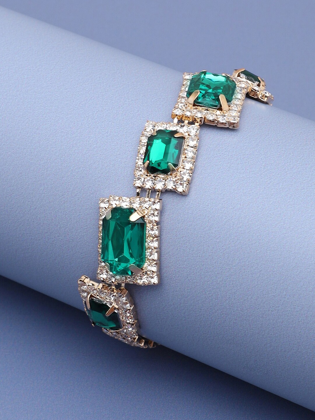 

SOHI Women White & Green Gold-Plated Wraparound Bracelet