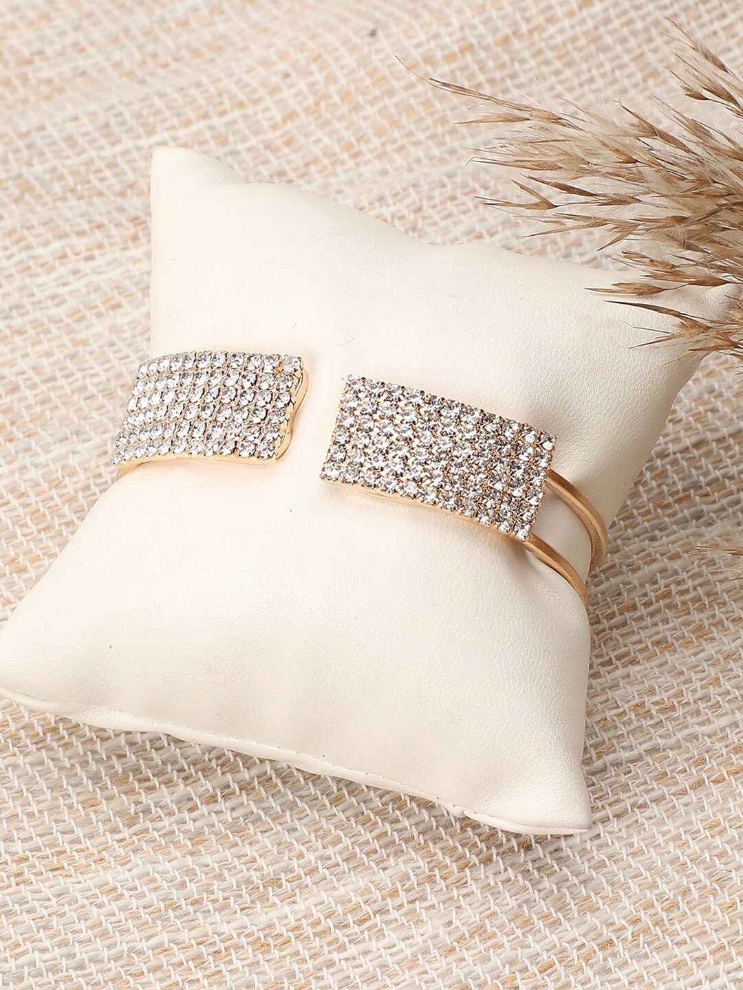 

SOHI Women Gold-Plated & White Rhinestones Wraparound Bracelet