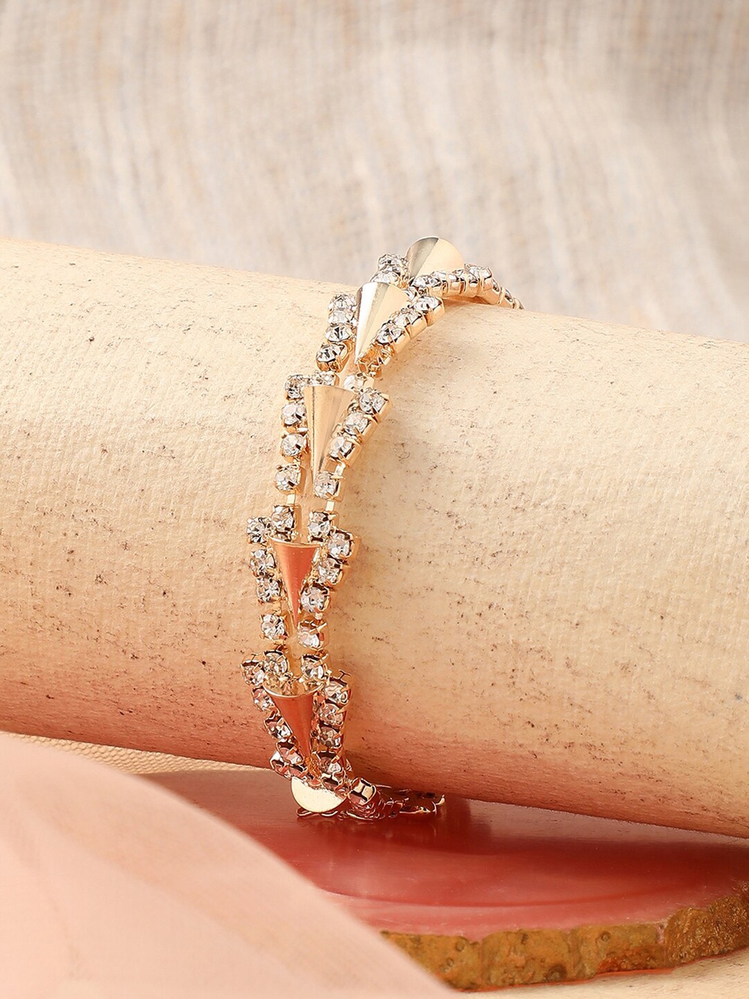 

SOHI Women Gold-Toned & White Gold-Plated Wraparound Bracelet