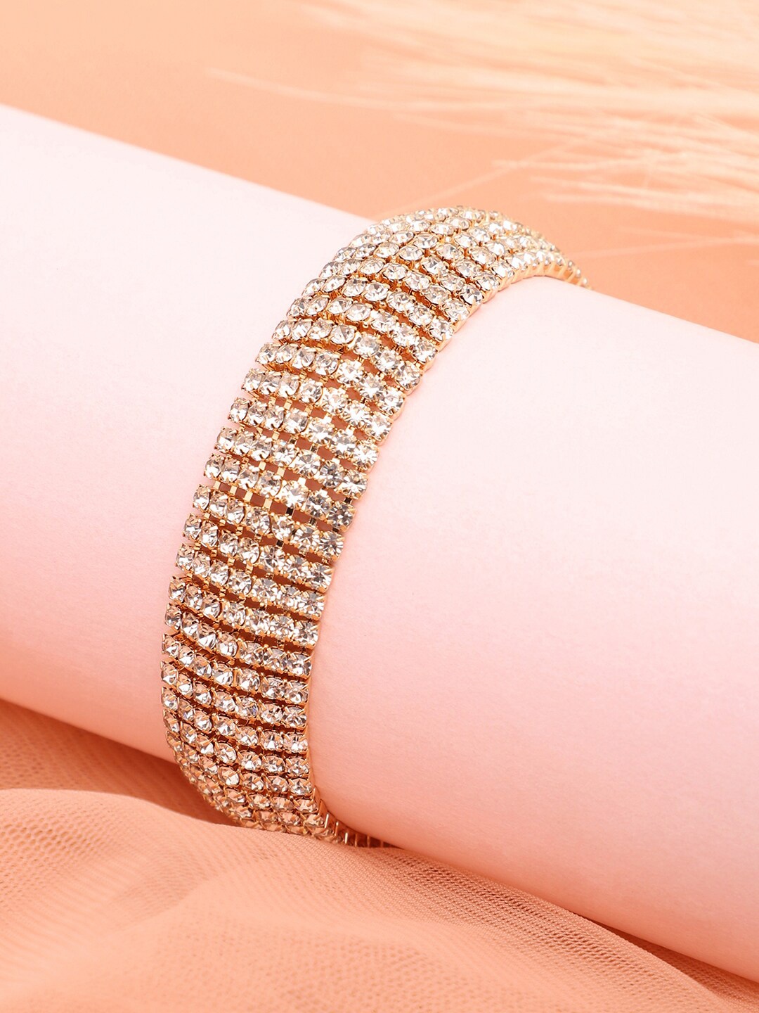 

SOHI Women White Gold-Plated Wraparound Bracelet