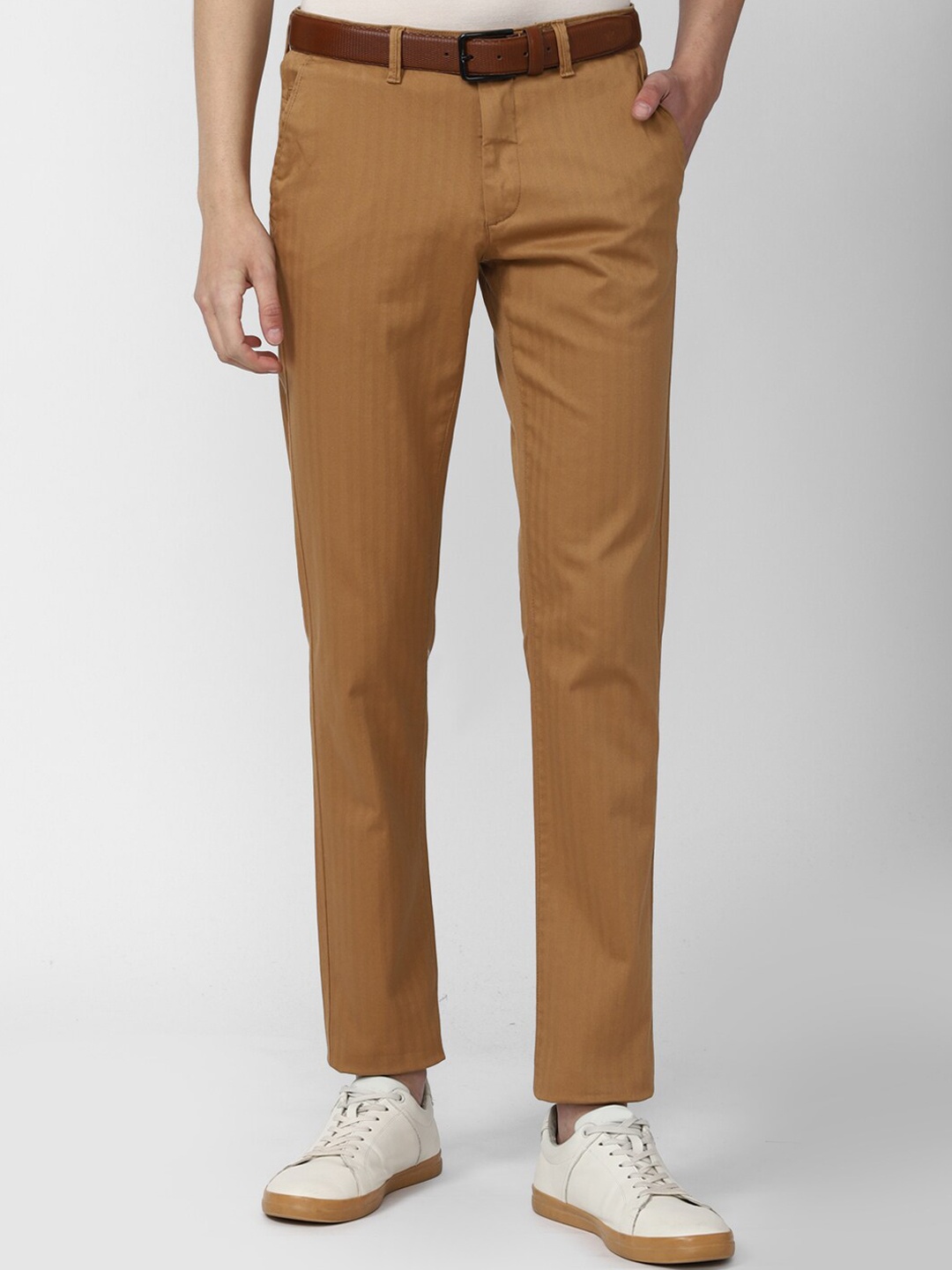 

Van Heusen Sport Men Brown Striped Slim Fit Cotton Chinos Trouser