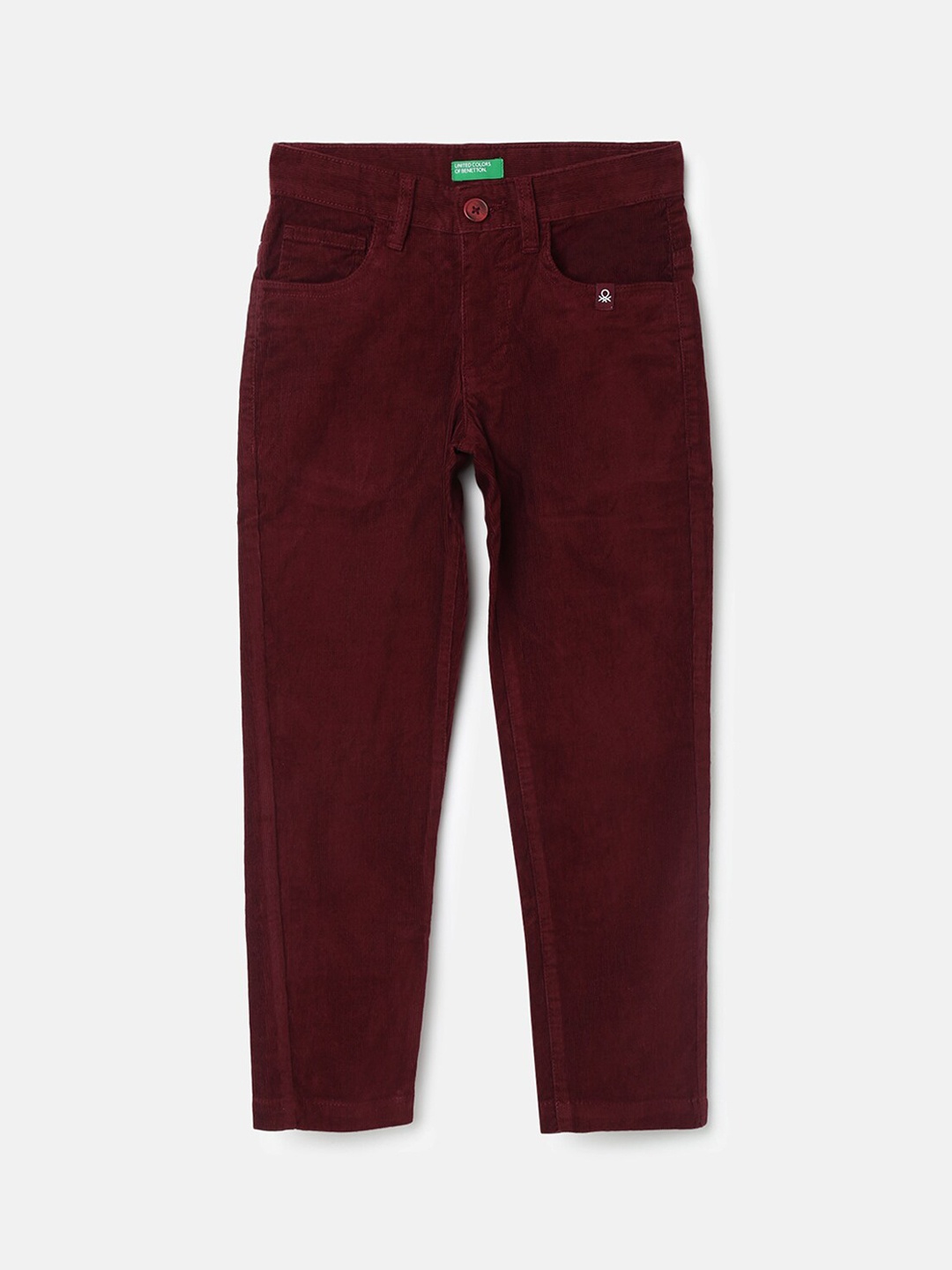 United Colors of Benetton Boys Maroon Slim Fit Cotton Trouser