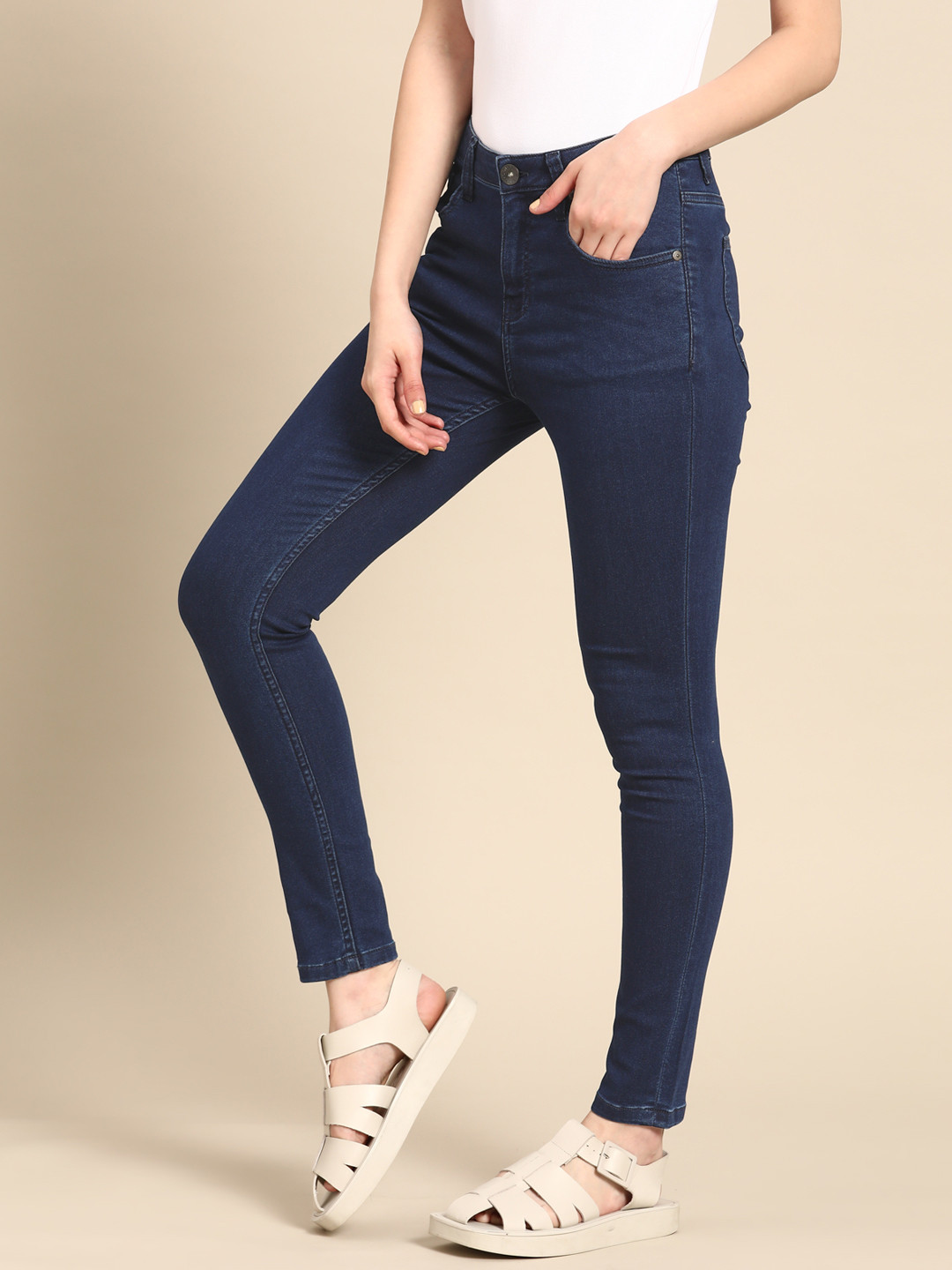 

United Colors of Benetton Women Navy Blue Skinny Fit Stretchable Jeans