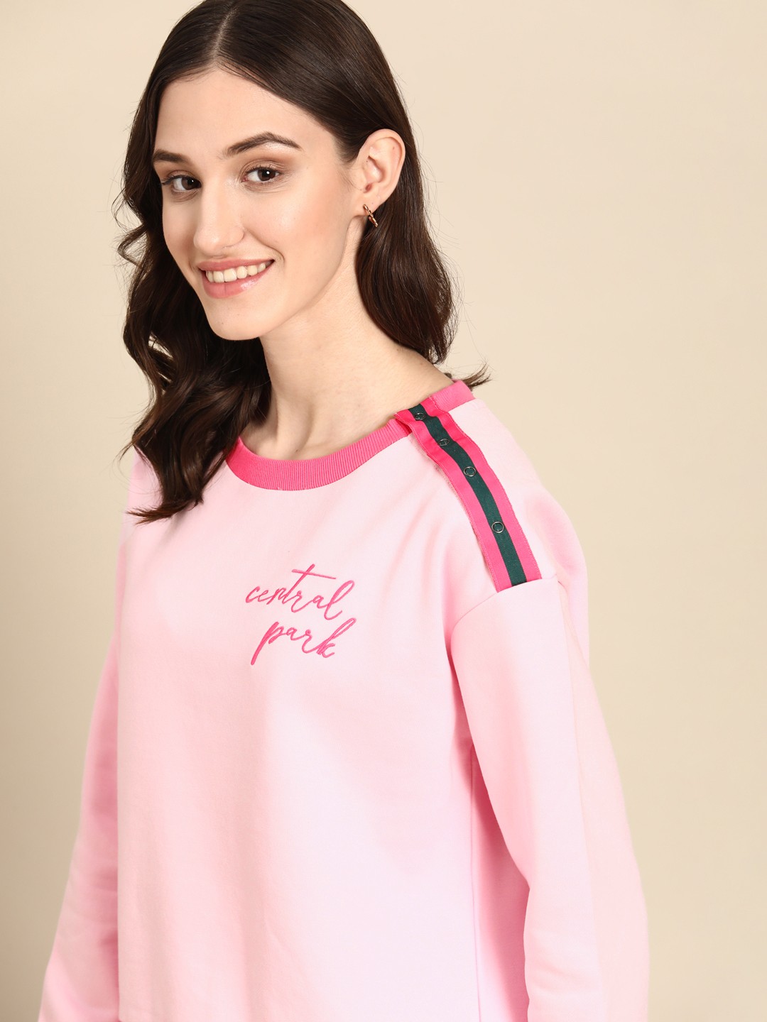 

United Colors of Benetton Women Pink Solid Sweatshirt