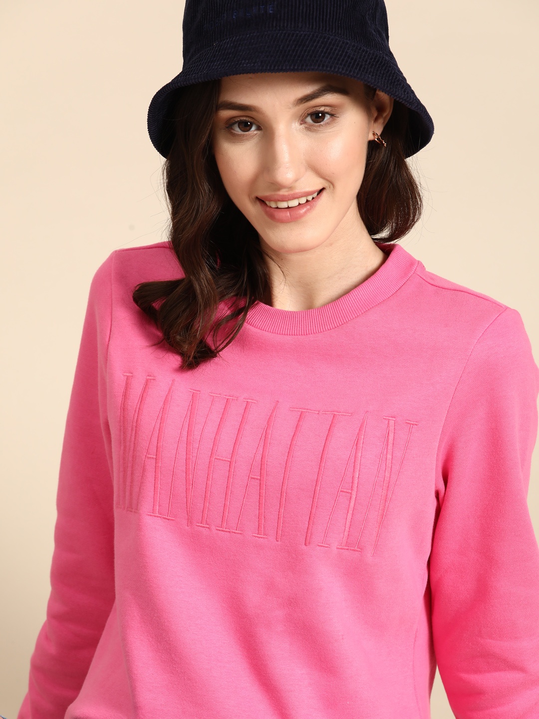 

United Colors of Benetton Women Pink Embroidered Sweatshirt