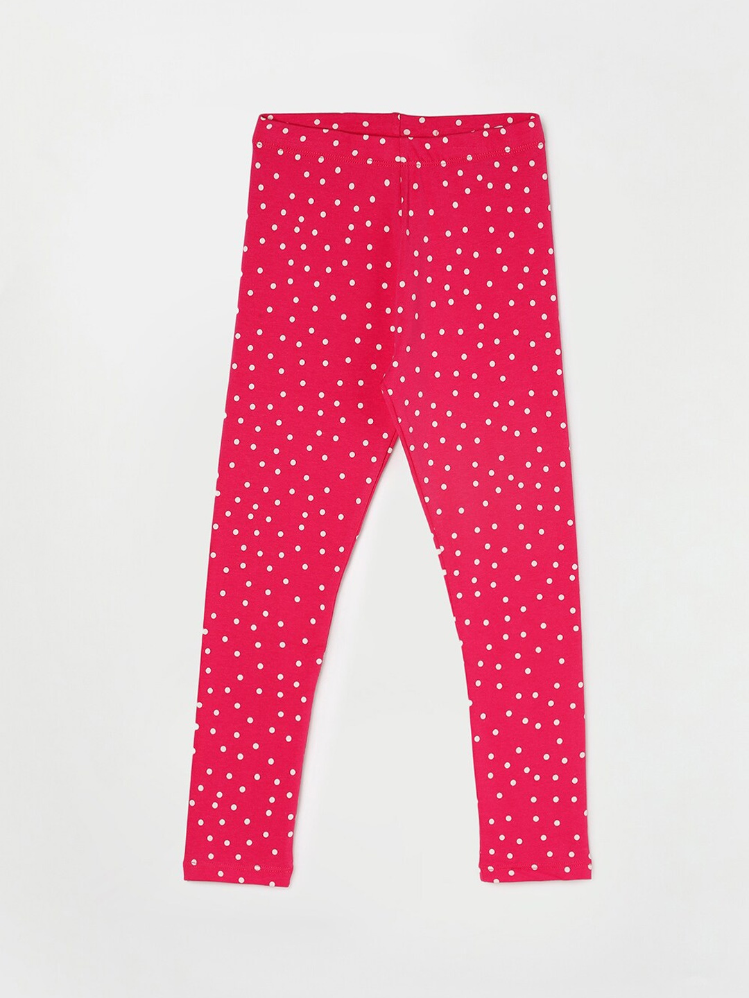 

Fame Forever by Lifestyle Girls Pink & White Polka Dots Printed Cotton Leggings