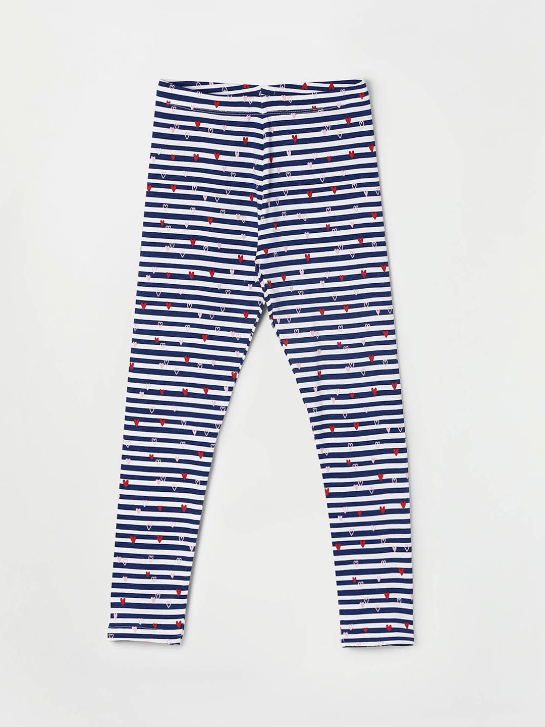 

Fame Forever by Lifestyle Girls White & Blue Striped Ankle-Length Legging