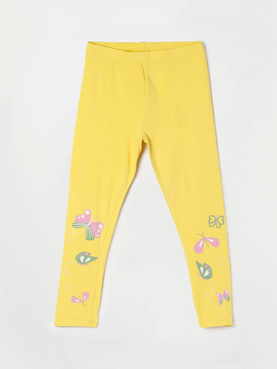 

Fame Forever by Lifestyle Girls Yellow Printed Cotton Ankle-Length Leggings
