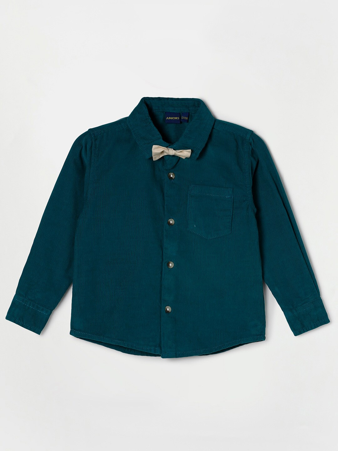 

Juniors by Lifestyle Boys Teal Striped Pure Cotton Casual Shirt
