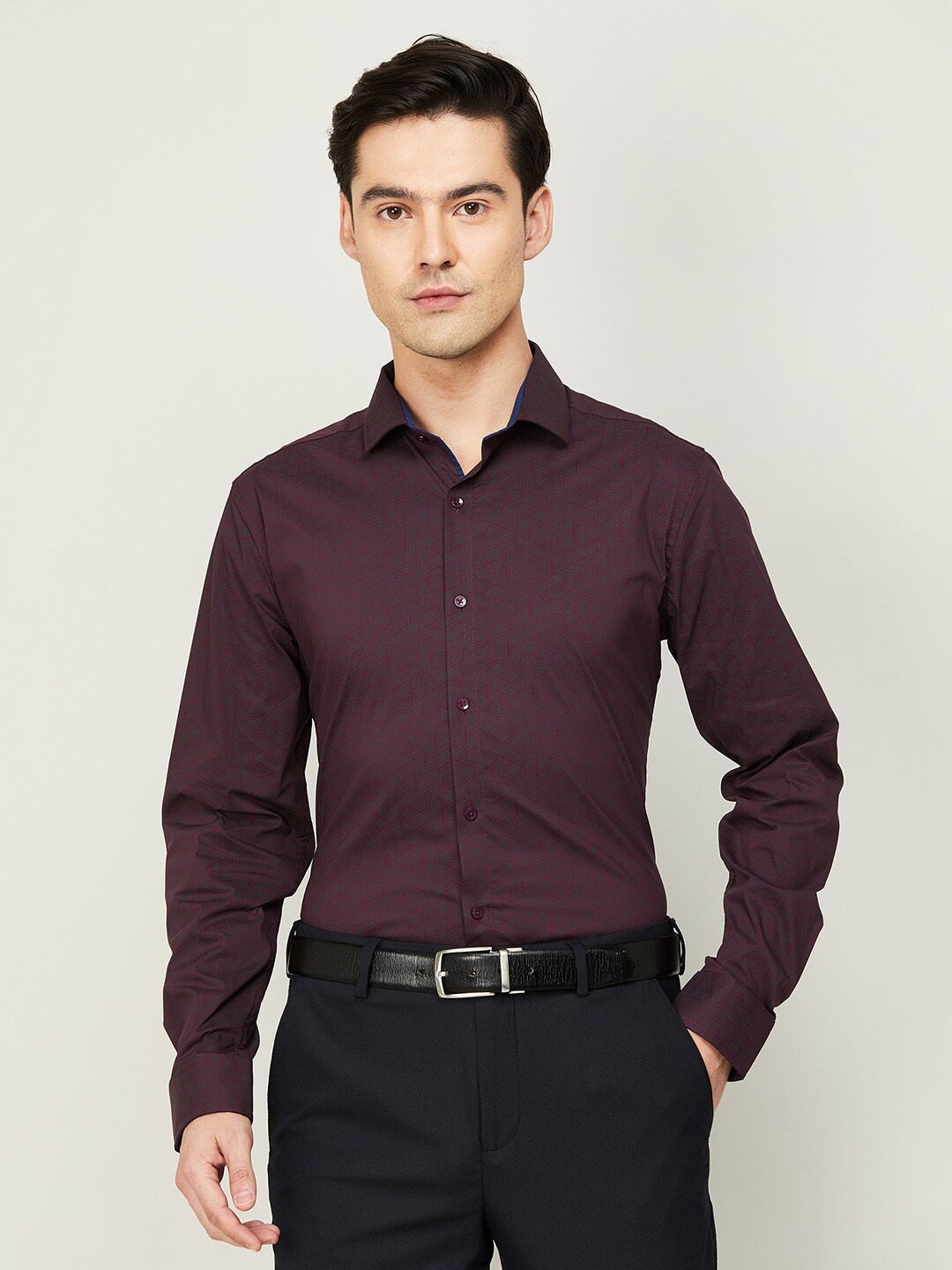 

CODE by Lifestyle Men Maroon Slim Fit Printed Casual Cotton Shirt