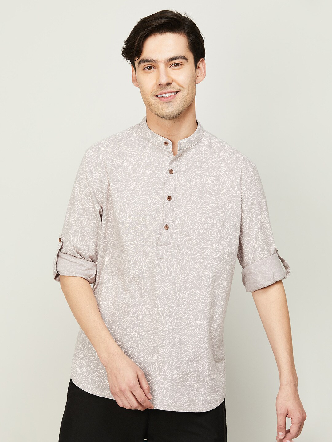 

Melange by Lifestyle Men Grey Printed Cotton Casual Shirt