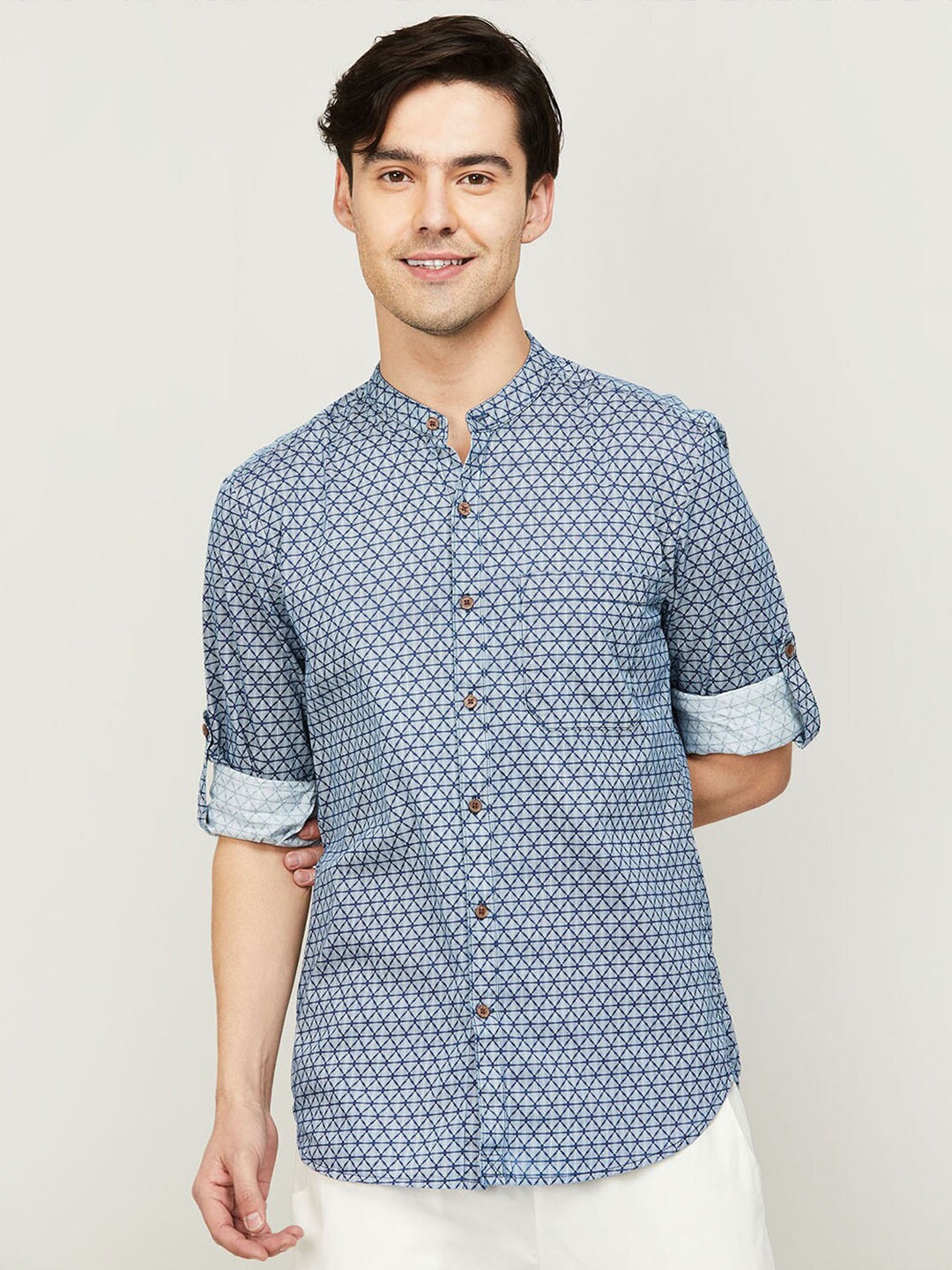 

Melange by Lifestyle Men Blue Printed Casual Shirt