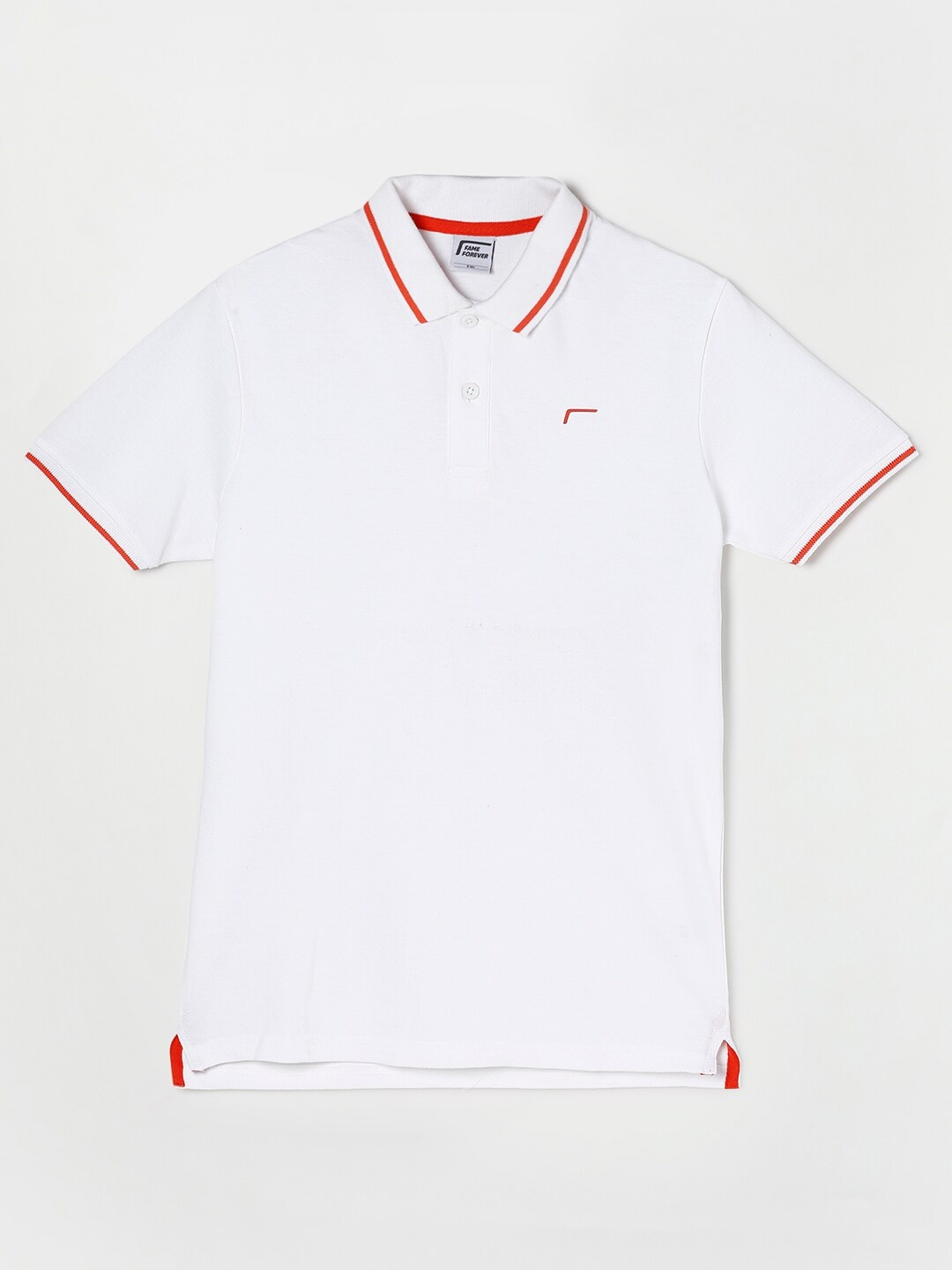 

Fame Forever by Lifestyle Boys White & Orange Polo Collar Pure Cotton T-shirt