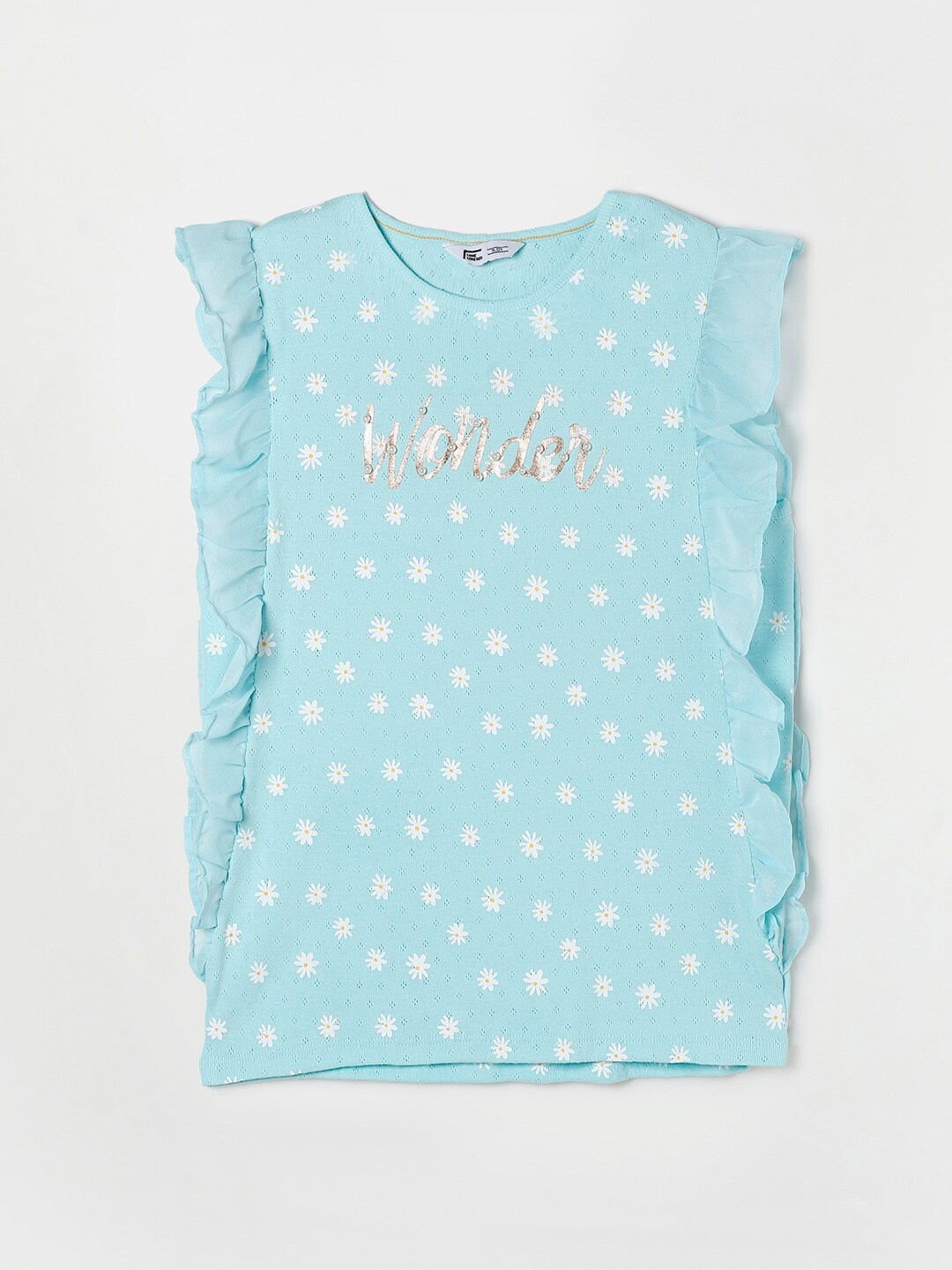 

Fame Forever by Lifestyle Girls Blue Floral Printed Pure Cotton T-shirt
