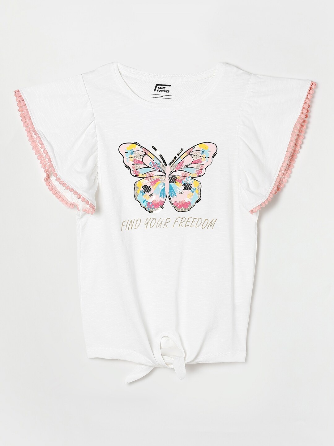 

Fame Forever by Lifestyle Girls White Printed Pure Cotton T-shirt