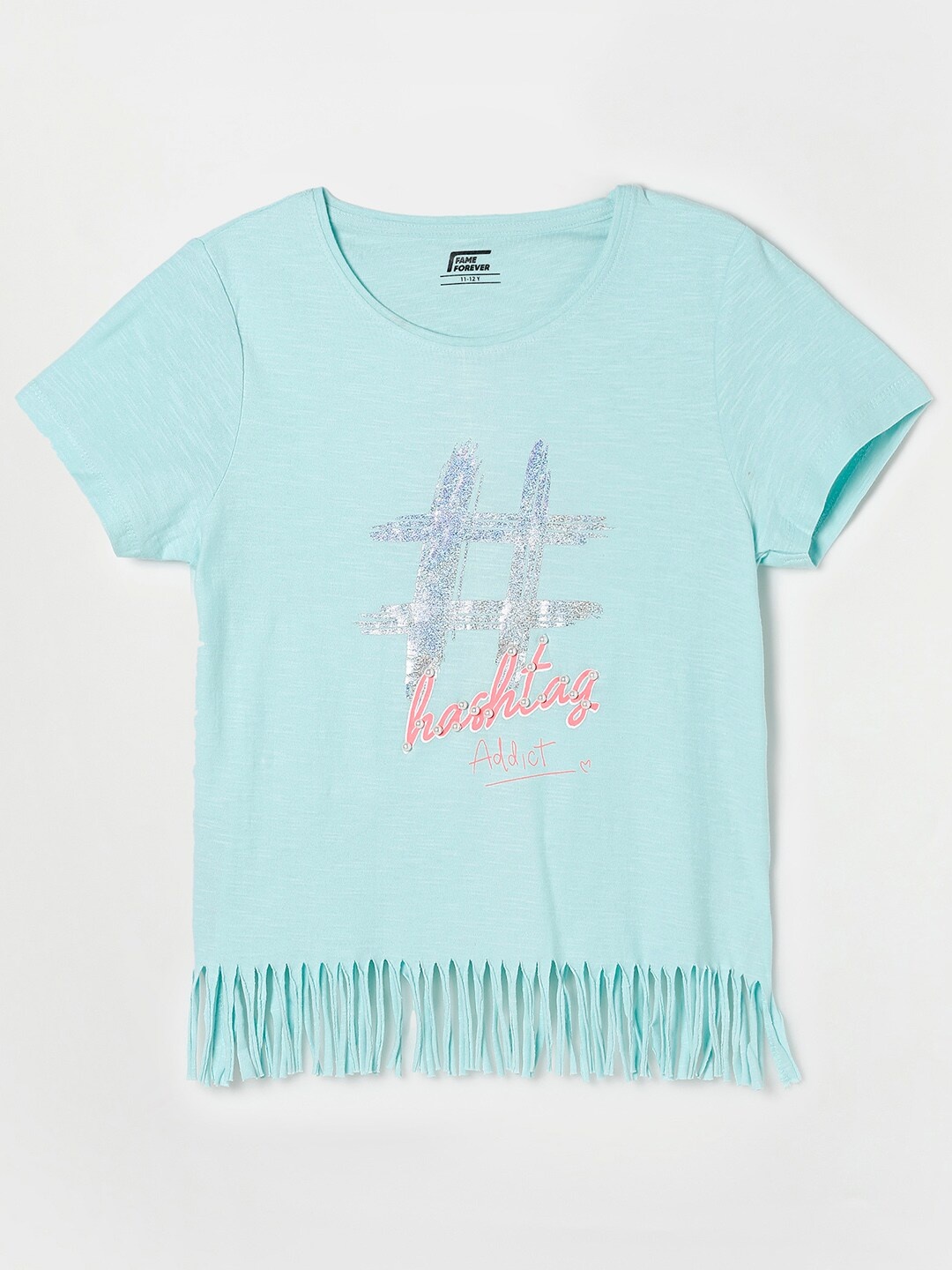 

Fame Forever by Lifestyle Girls Blue Typography Printed Pure Cotton T-shirt
