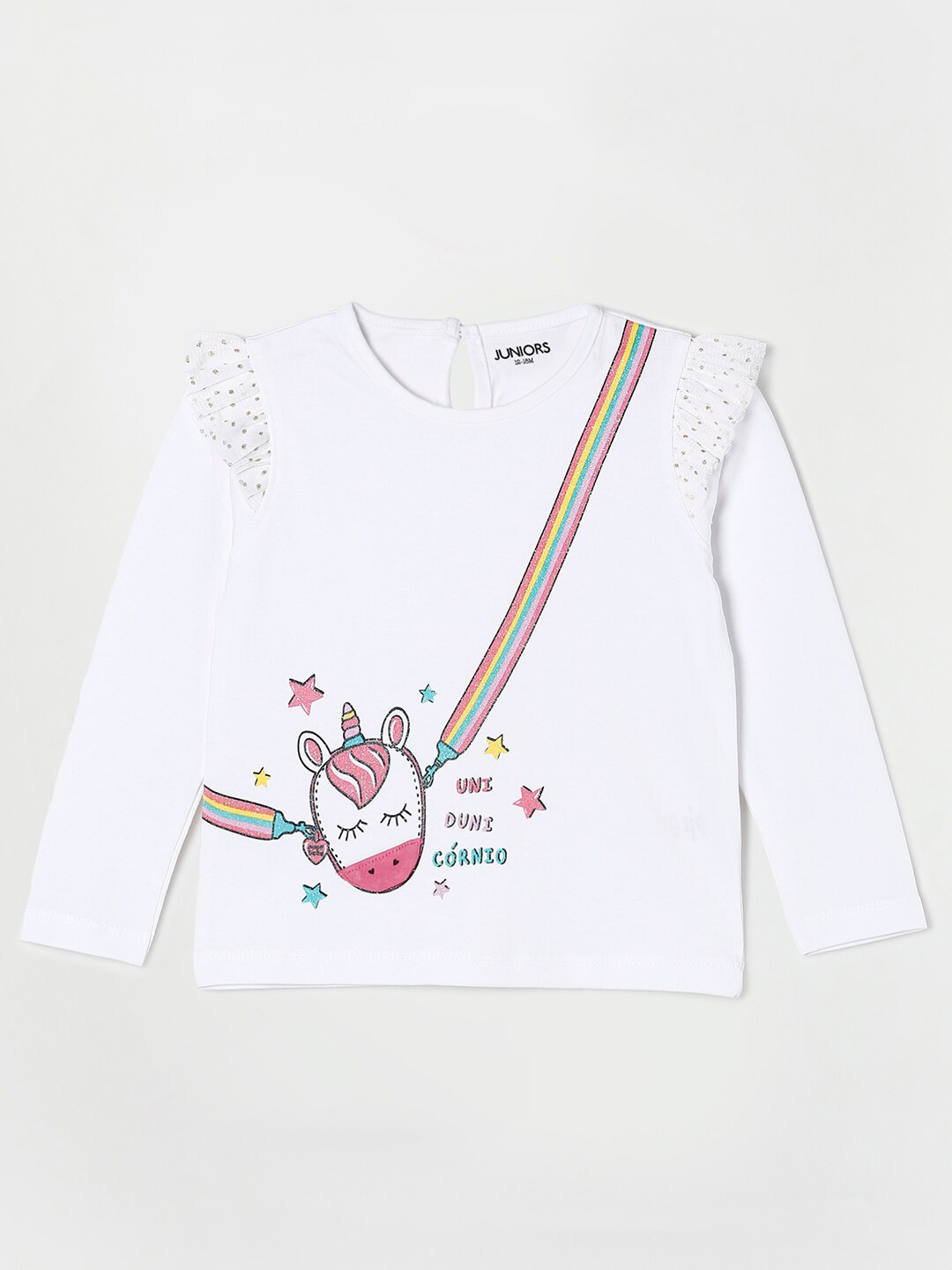 

Juniors by Lifestyle Girls White Printed Pure Cotton T-shirt