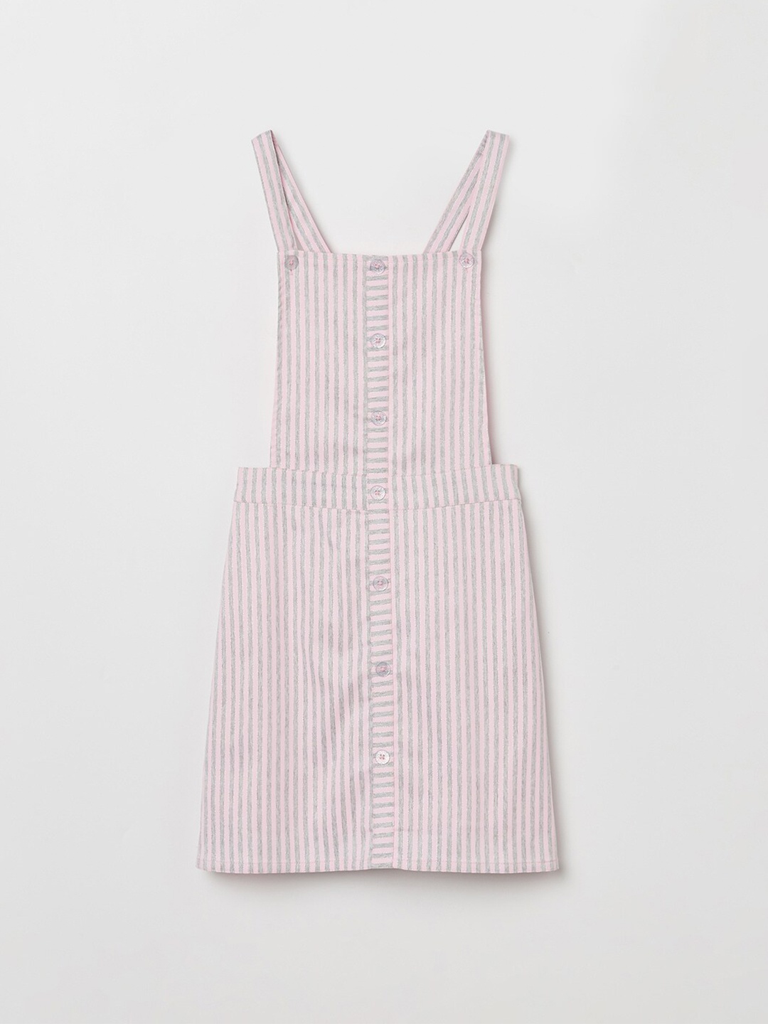 

Fame Forever by Lifestyle Girls Pink & Grey Striped Pinafore Dress