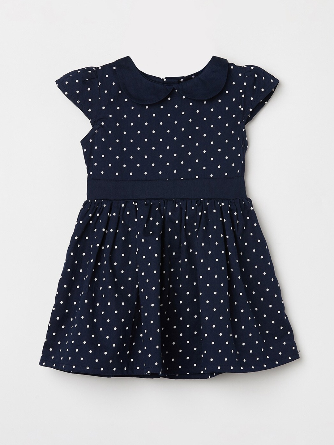 

Juniors by Lifestyle Girls Navy Blue & White Peter Pan Collar Pure Cotton Dress