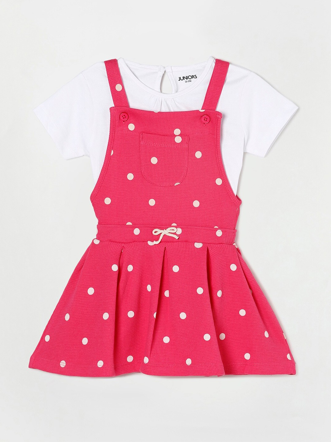 

Juniors by Lifestyle Girls Pink & White Pinafore Pure Cotton Dress