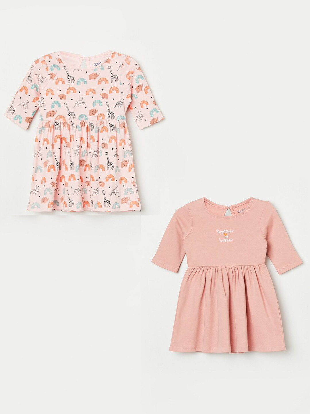 

Juniors by Lifestyle Girls Pack of 2 Pure Cotton Dress, Peach