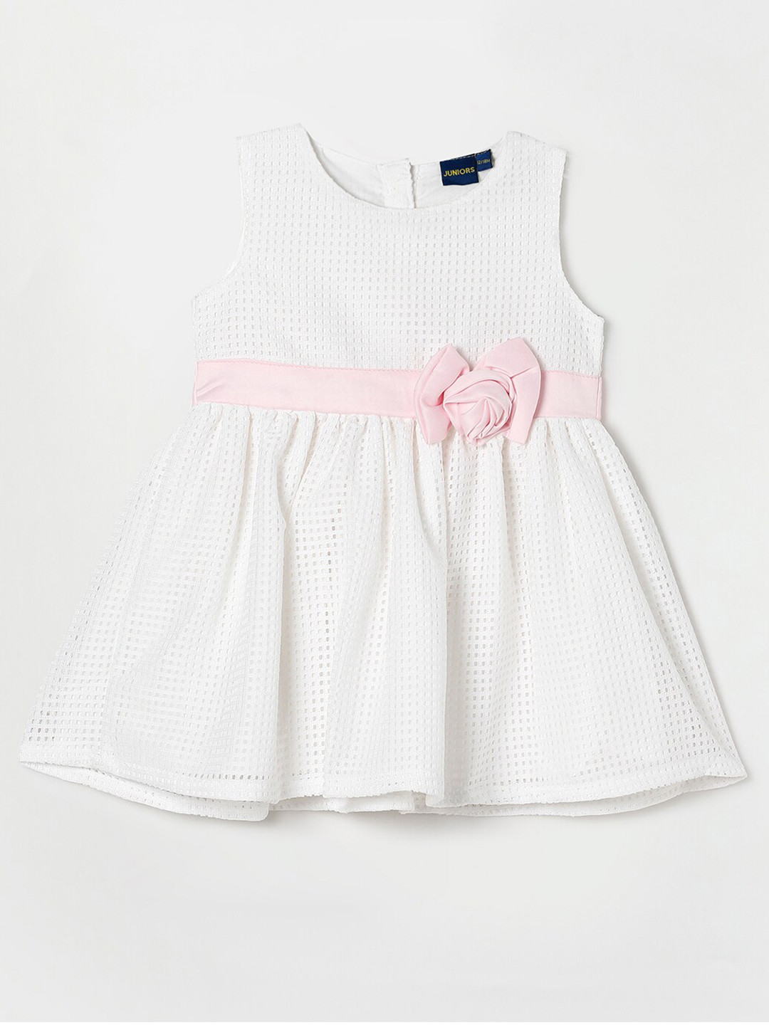 

Juniors by Lifestyle Girls White & Pink Pure Cotton Dress