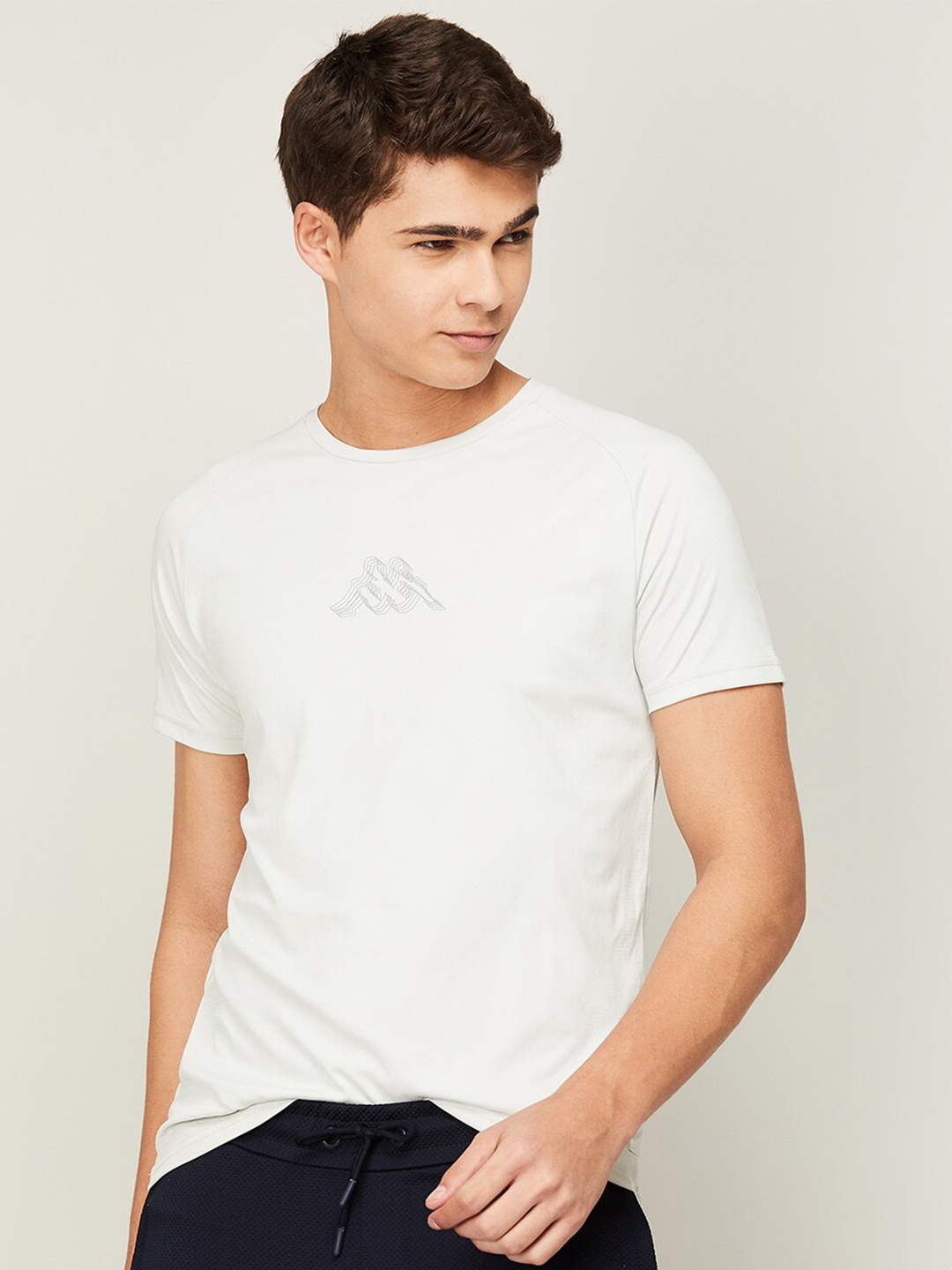 

Kappa Men Grey Printed T-shirt, White