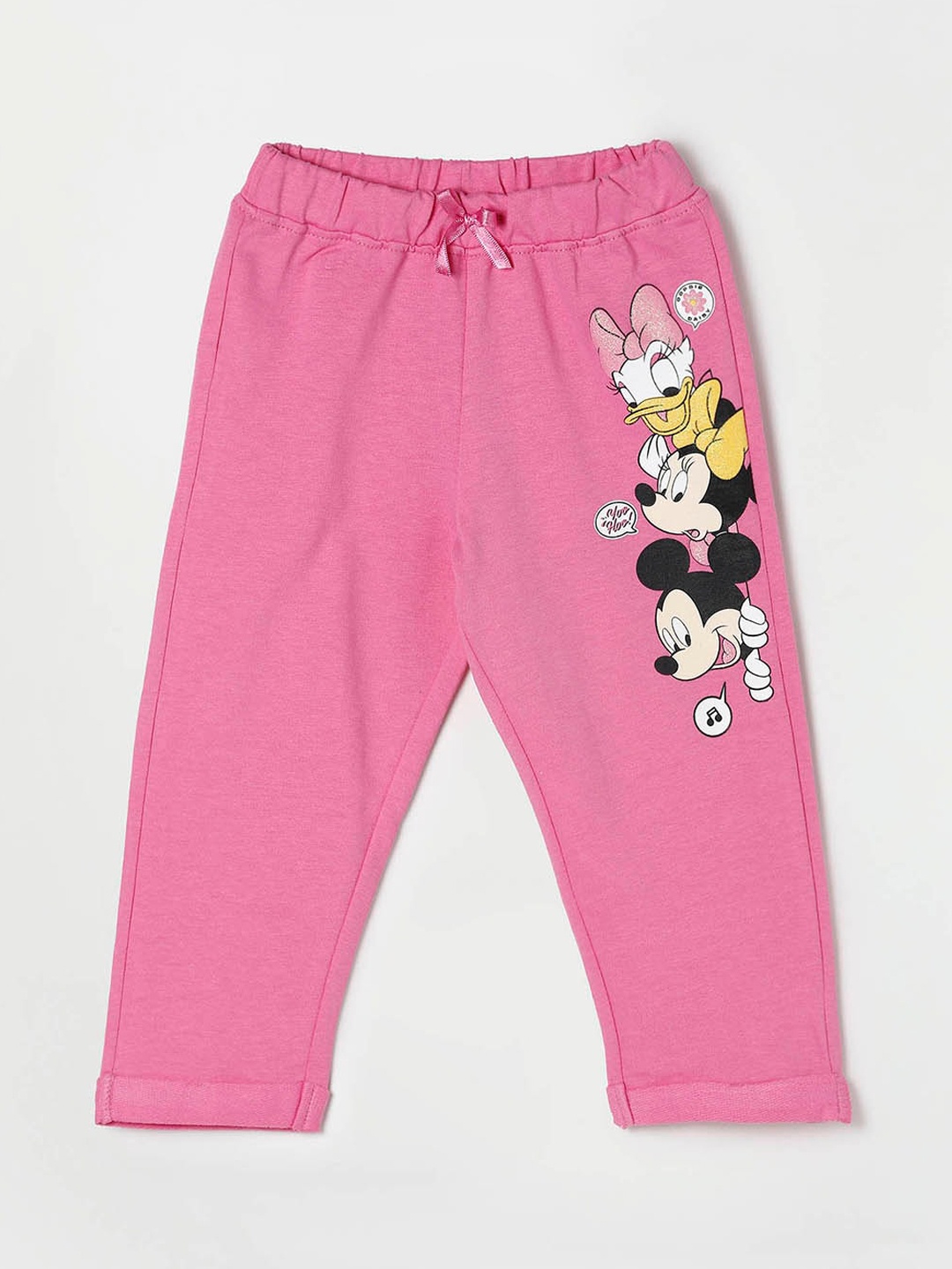 

Juniors by Lifestyle Girls Pink Mickey & Donald Printed Cotton Track Pant