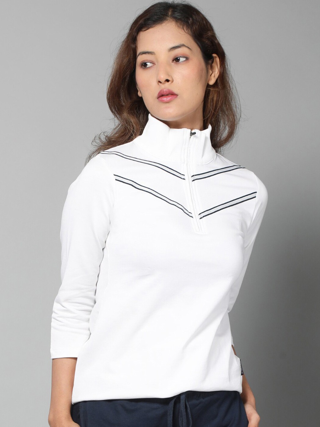 

Dream of Glory Inc Women White Lightweight Outdoor Quarter Zip Sporty Sweatshirt