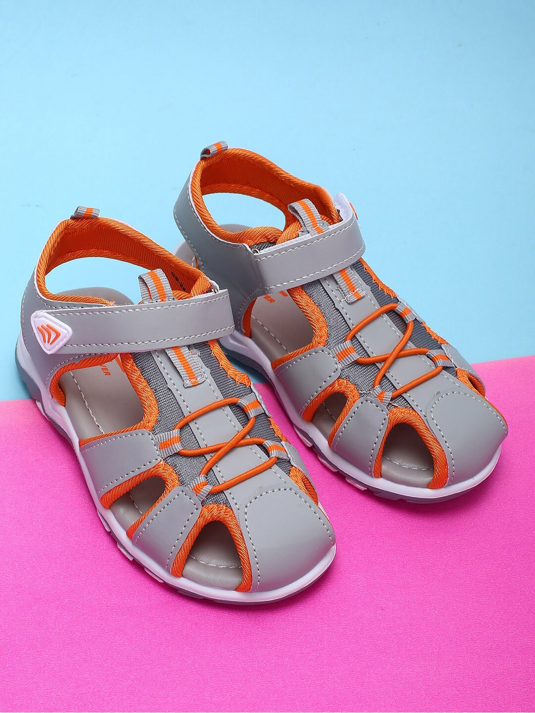 

Fame Forever by Lifestyle Boys Grey & Orange Fisherman Sandals