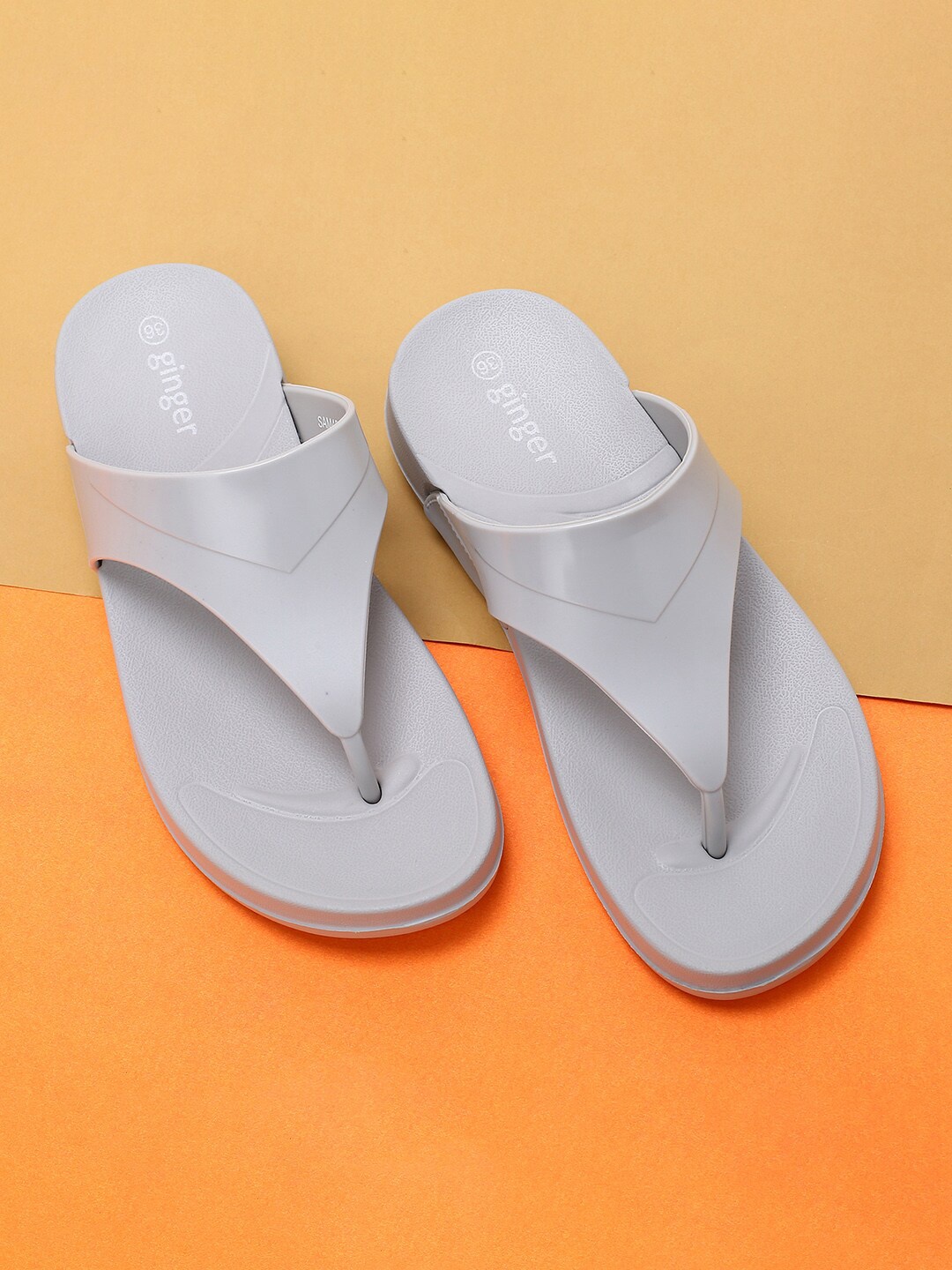 

Ginger by Lifestyle Women Grey Rubber Thong Flip-Flops