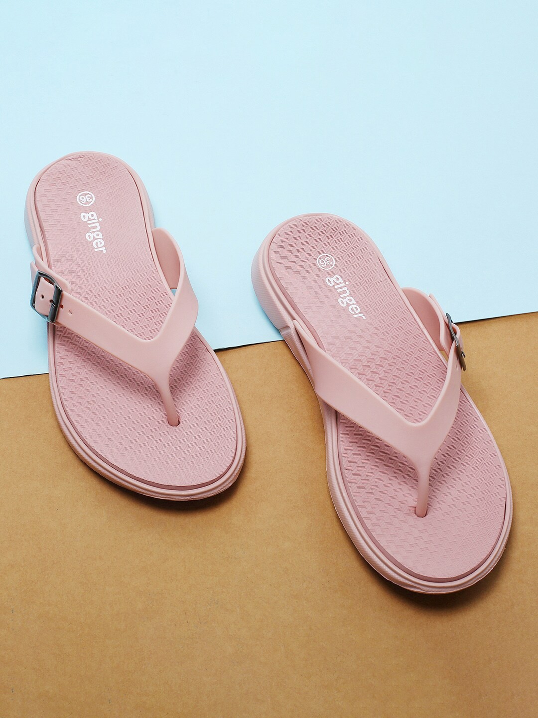 

Ginger by Lifestyle Women Pink Rubber Thong Flip-Flops