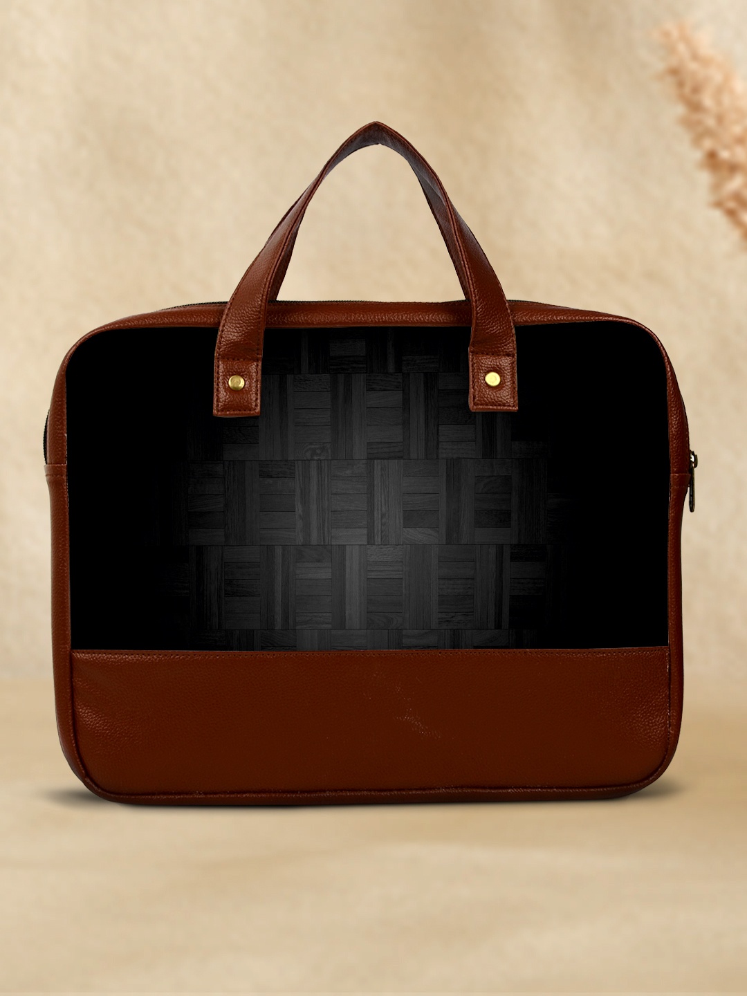 

Crazy Corner Unisex Black & Brown Printed Laptop Bag