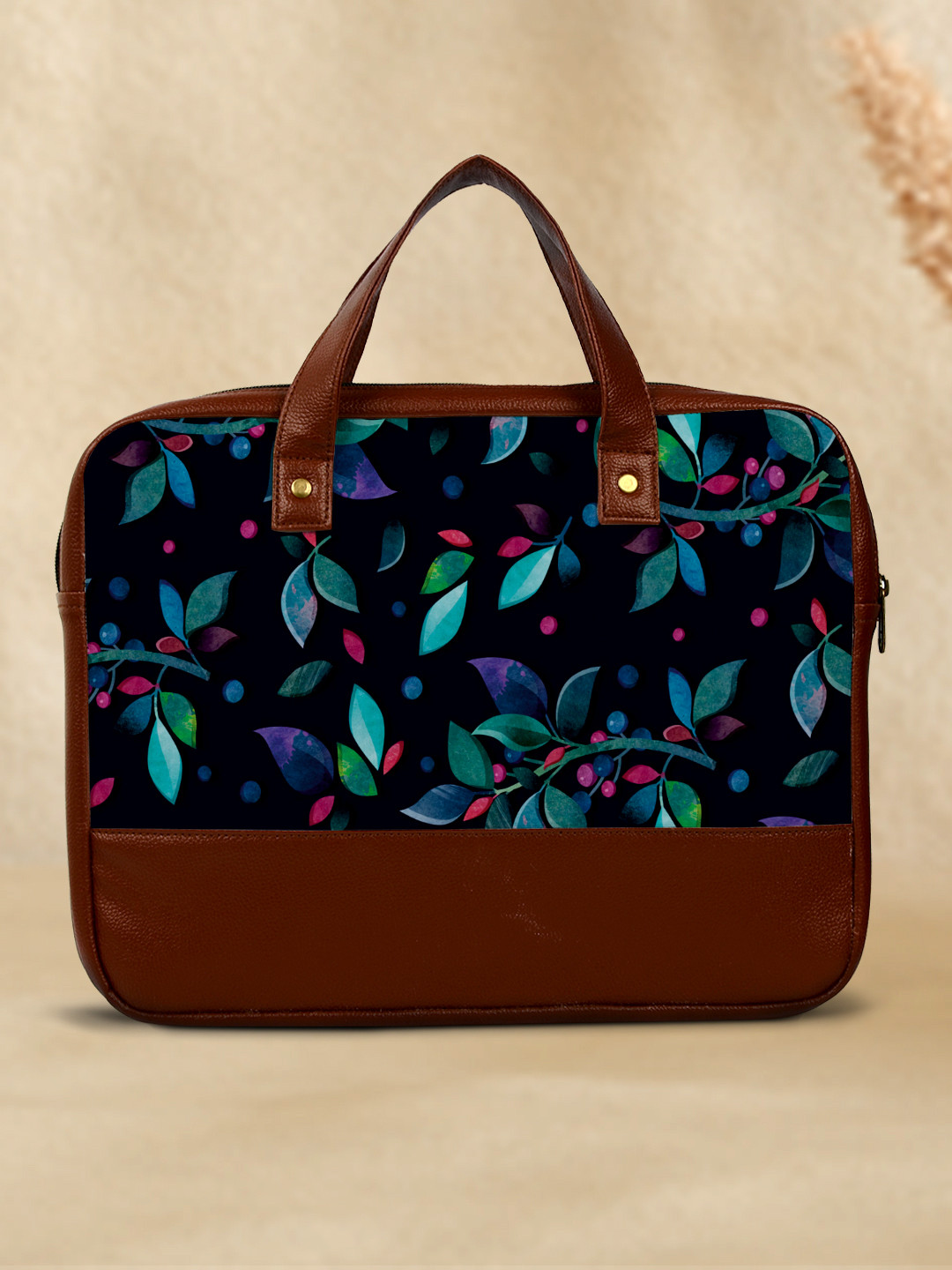 

Crazy Corner Unisex Brown & Navy Blue Printed Laptop Bag