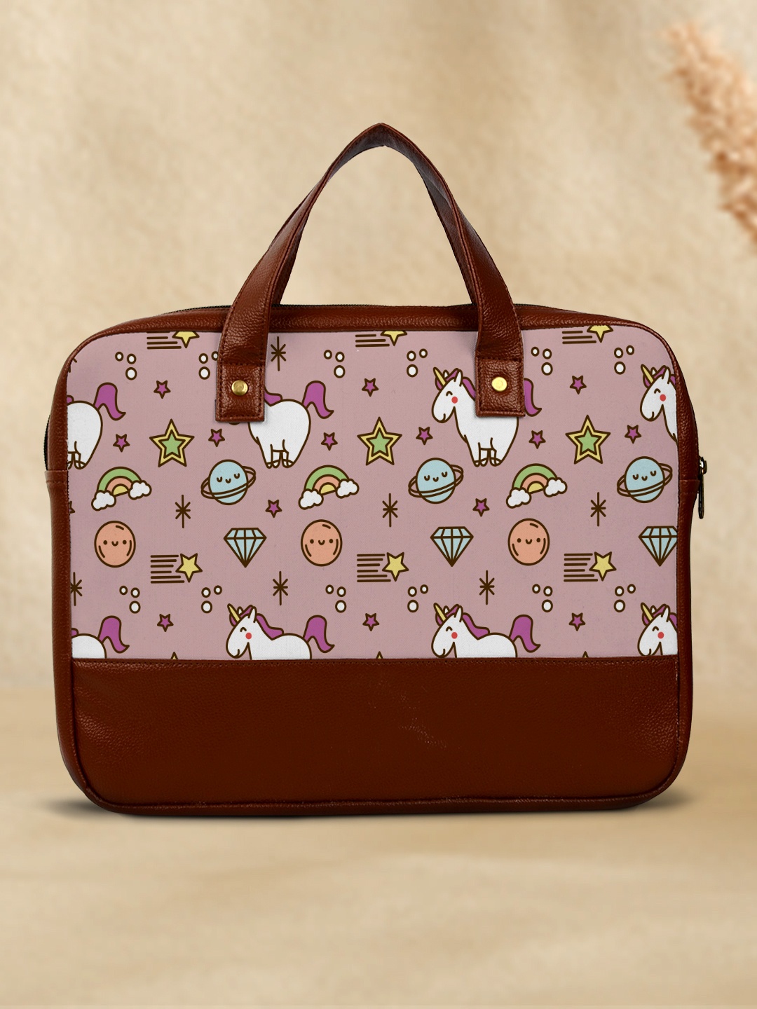 

Crazy Corner Women Purple & White Printed PU Laptop Bag