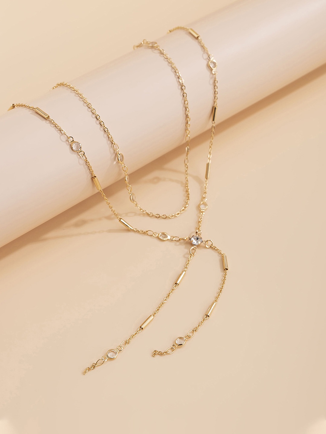 

Yellow Chimes Set of 2 Gold Toned Layered Elegant Pearl Beads Waist Chain