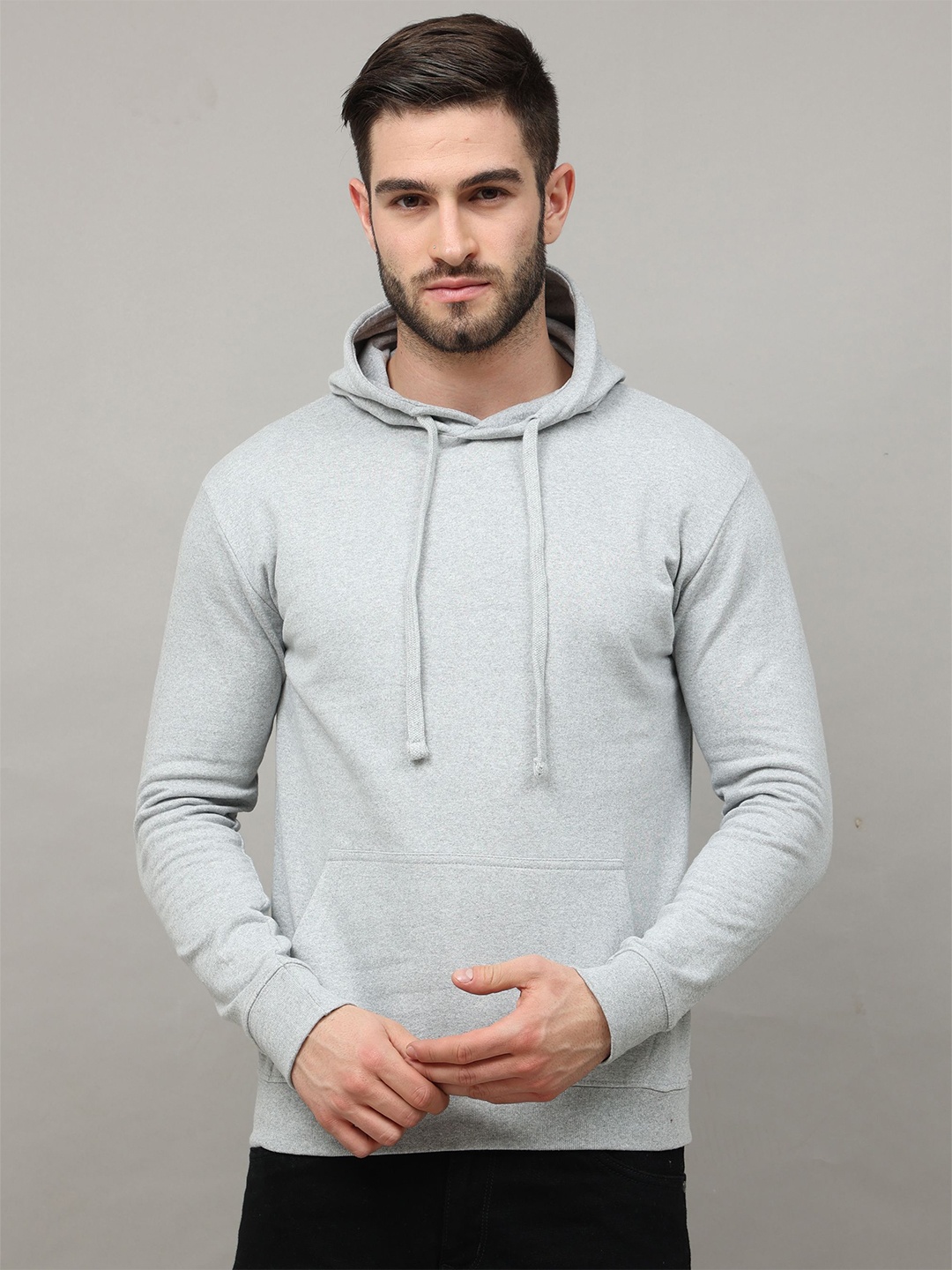 

Jolie robe Men Grey Melange Hooded Sweatshirt