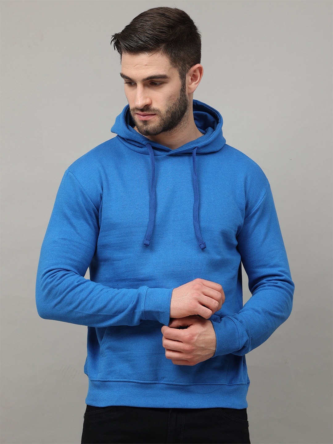 

Jolie robe Men Blue Hooded Pure Cotton Sweatshirt