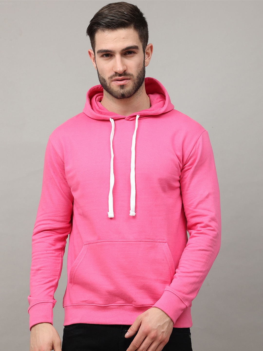 

Jolie robe Men Pink Hooded Pure Cotton Sweatshirt