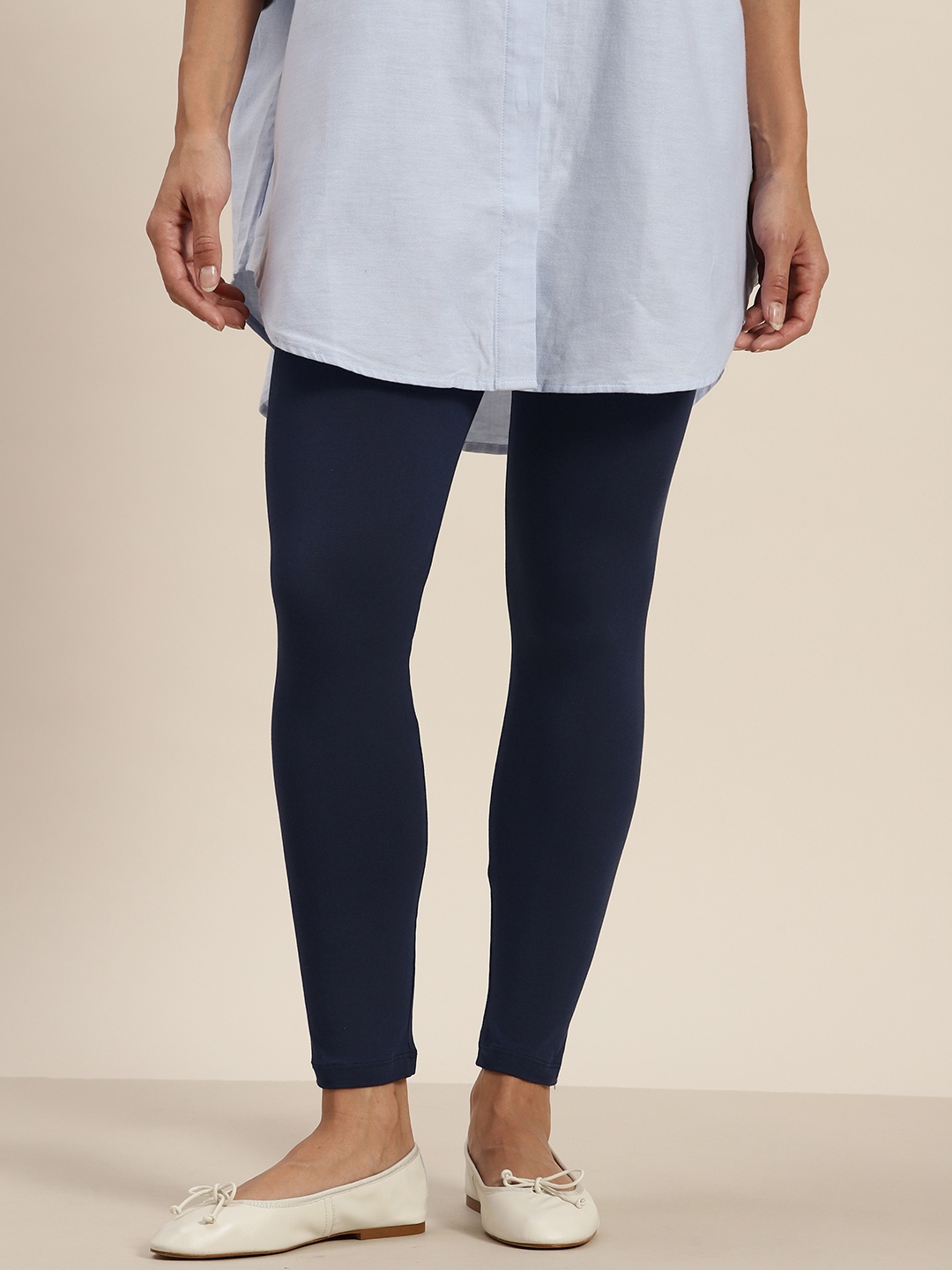 

her by invictus Women High-Waist Ankle Length Leggings, Navy blue