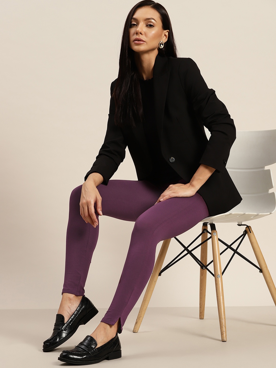 

her by invictus Women High-Waist Ankle Length Leggings, Purple
