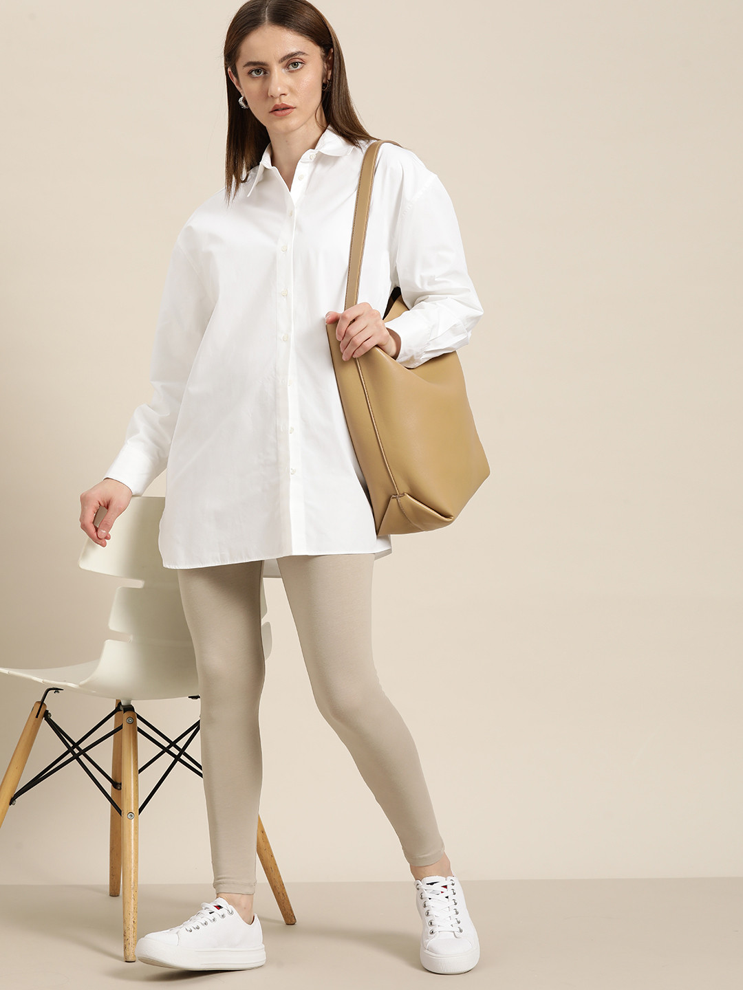 

her by invictus Women High-Rise Leggings, Beige