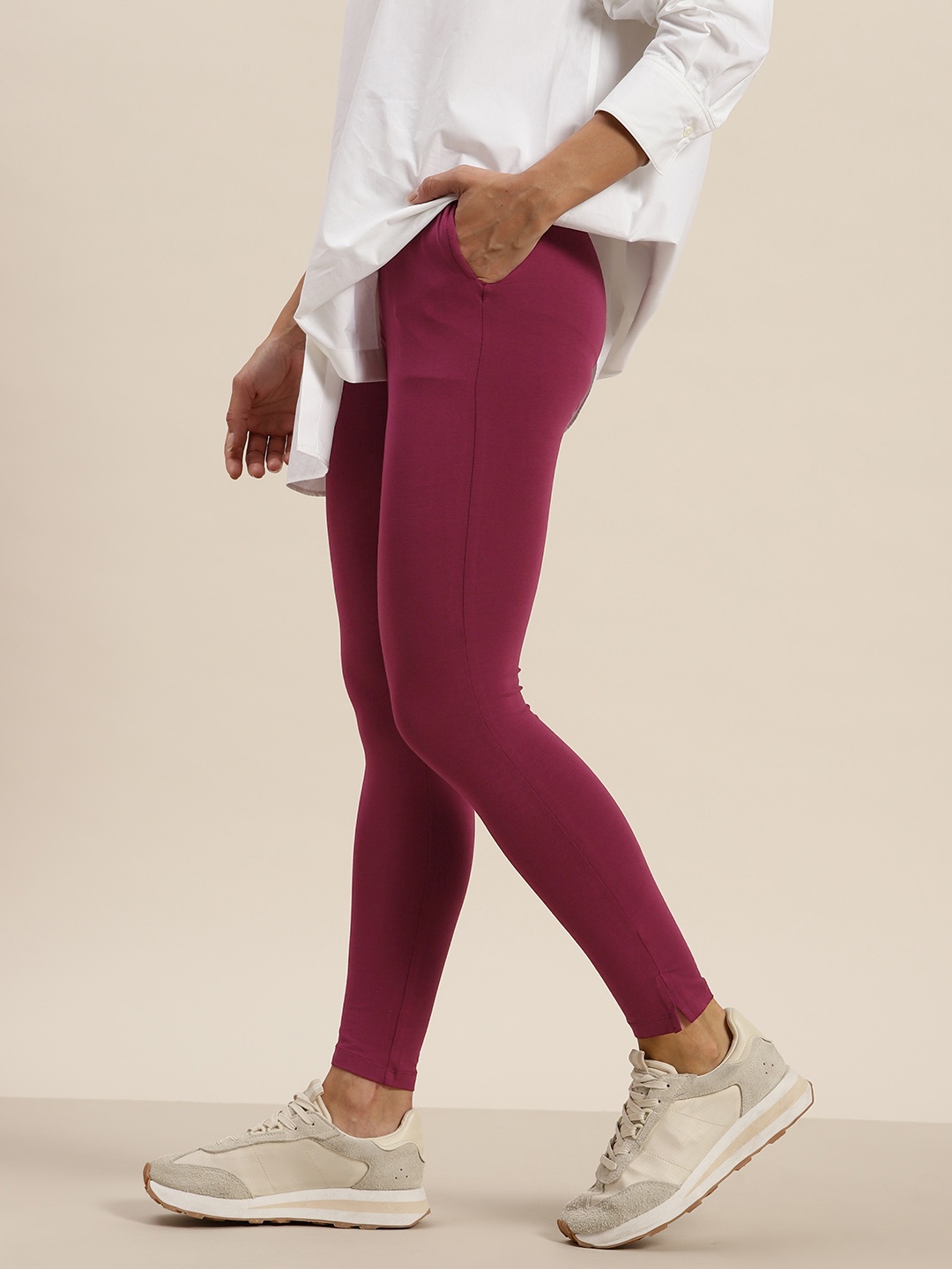 

her by invictus Women High Waisted Leggings, Magenta